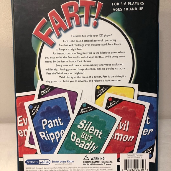 Fart!  Fast ‘n’ Flatulent Card Game with Sound Effects CD 3-6 Players 10 And Up - Picture 4 of 12